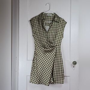 MNG Green and Purple Mini Shirt Dress XS